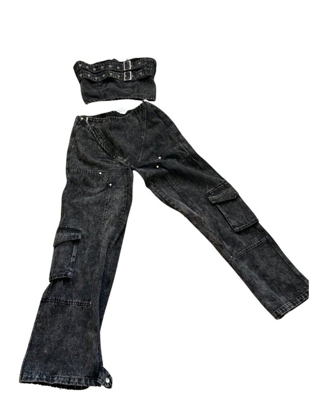 Fashion Nova acid wash denim set